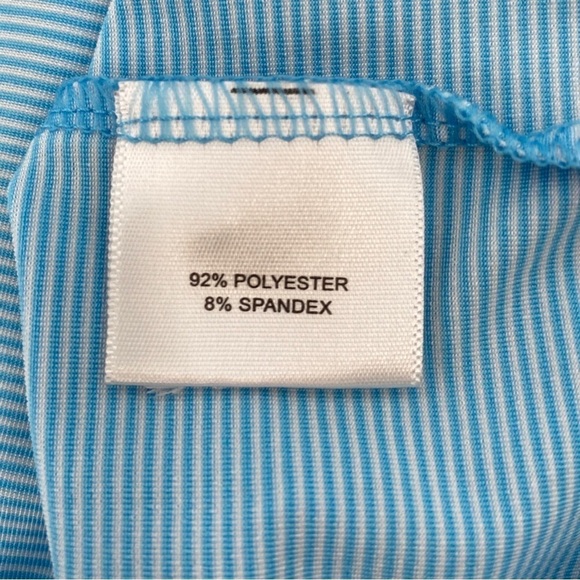 Peter Millar Summer Comfort Golf Polo Blue White Striped River Oaks CC Size XL - Picture 9 of 10